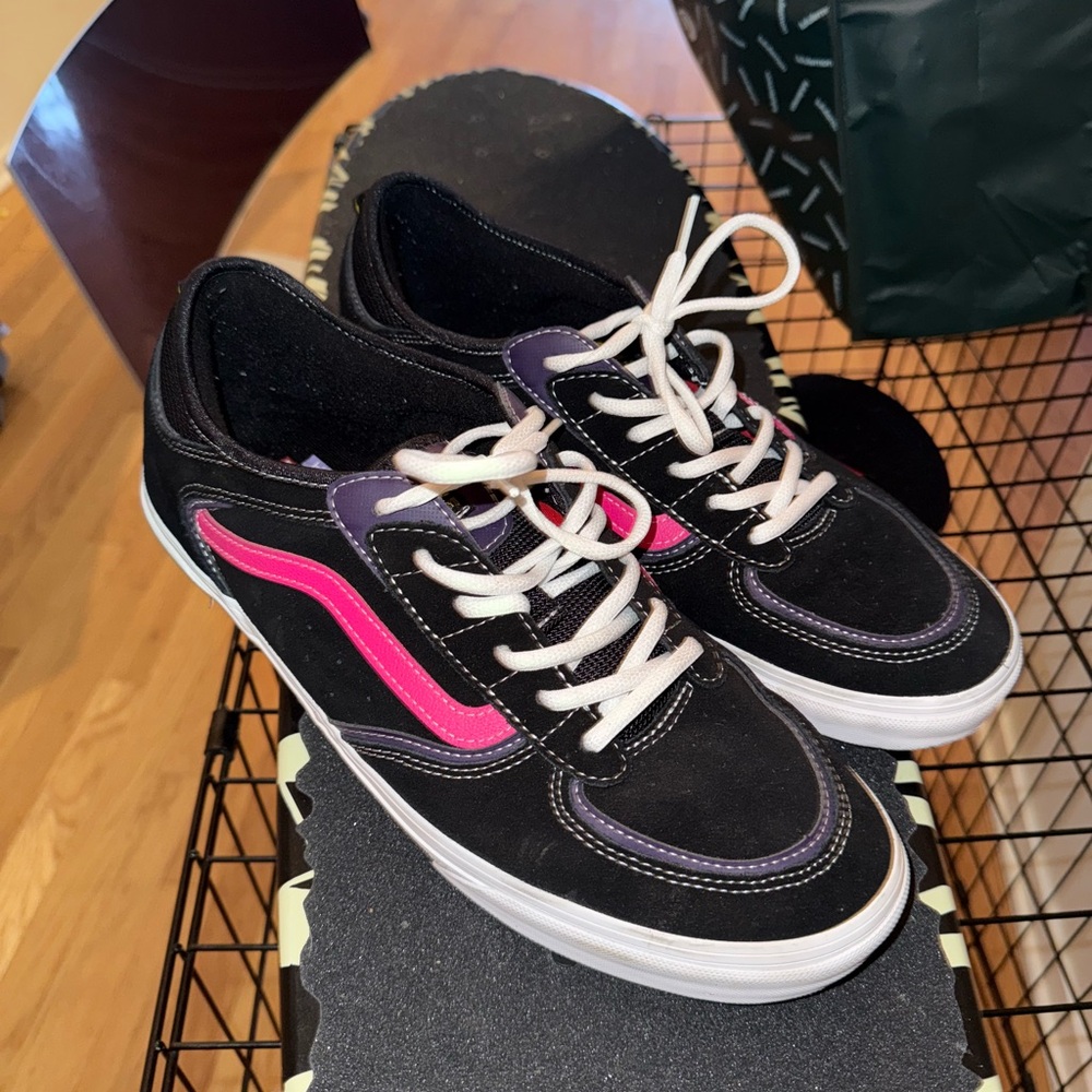 Vans Black and Pink Skate Sneakers